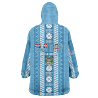 Fiji Day 1970 Wearable Blanket Hoodie For Fiji Ever Fiji Tapa Pattern Blue LT14 - Polynesian Pride