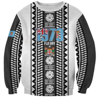 Fiji Day 1970 Sweatshirt For Fiji Ever Fiji Tapa Pattern White LT14 Unisex White - Polynesian Pride