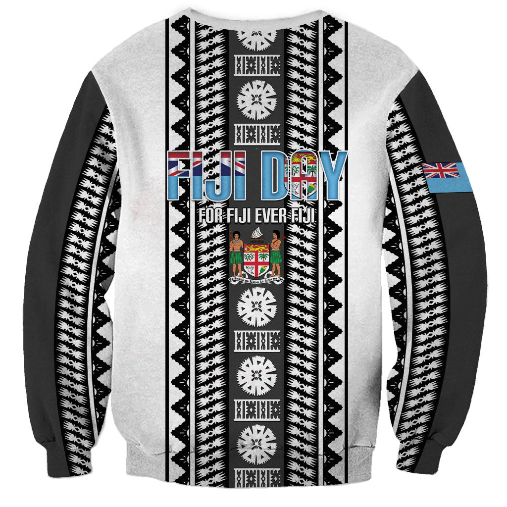 Fiji Day 1970 Sweatshirt For Fiji Ever Fiji Tapa Pattern White LT14 - Polynesian Pride