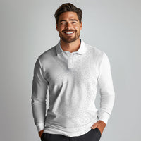 Tonga White Sunday Long Sleeve Polo Shirt Fakame Tongan Ngatu Turtle LT14 - Polynesian Pride