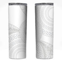 Tonga White Sunday Skinny Tumbler Fakame Tongan Ngatu Turtle LT14 White - Polynesian Pride