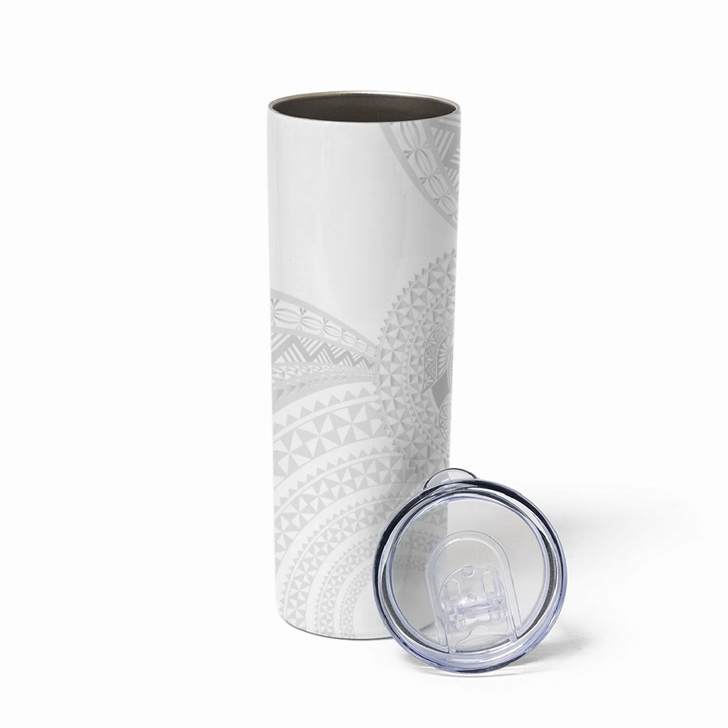 Tonga White Sunday Skinny Tumbler Fakame Tongan Ngatu Turtle LT14 - Polynesian Pride