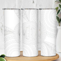 Tonga White Sunday Skinny Tumbler Fakame Tongan Ngatu Turtle LT14 - Polynesian Pride