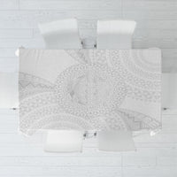 Tonga White Sunday Tablecloth Fakame Tongan Ngatu Turtle LT14 White - Polynesian Pride