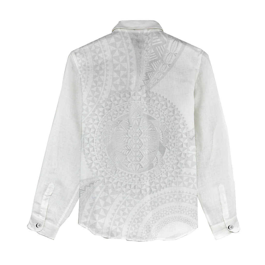 Tonga White Sunday Women Casual Shirt Fakame Tongan Ngatu Turtle LT14 - Polynesian Pride