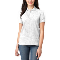 Tonga White Sunday Women Polo Shirt Fakame Tongan Ngatu Turtle LT14 - Polynesian Pride