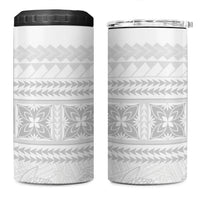 Samoa White Sunday 4 in 1 Can Cooler Tumbler Lotu Tamaiti Samoan Siapo Teuila Flowers LT14 One Size: 16 oz White - Polynesian Pride