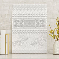 Samoa White Sunday Canvas Wall Art Lotu Tamaiti Samoan Siapo Teuila Flowers LT14 Without Frame White - Polynesian Pride