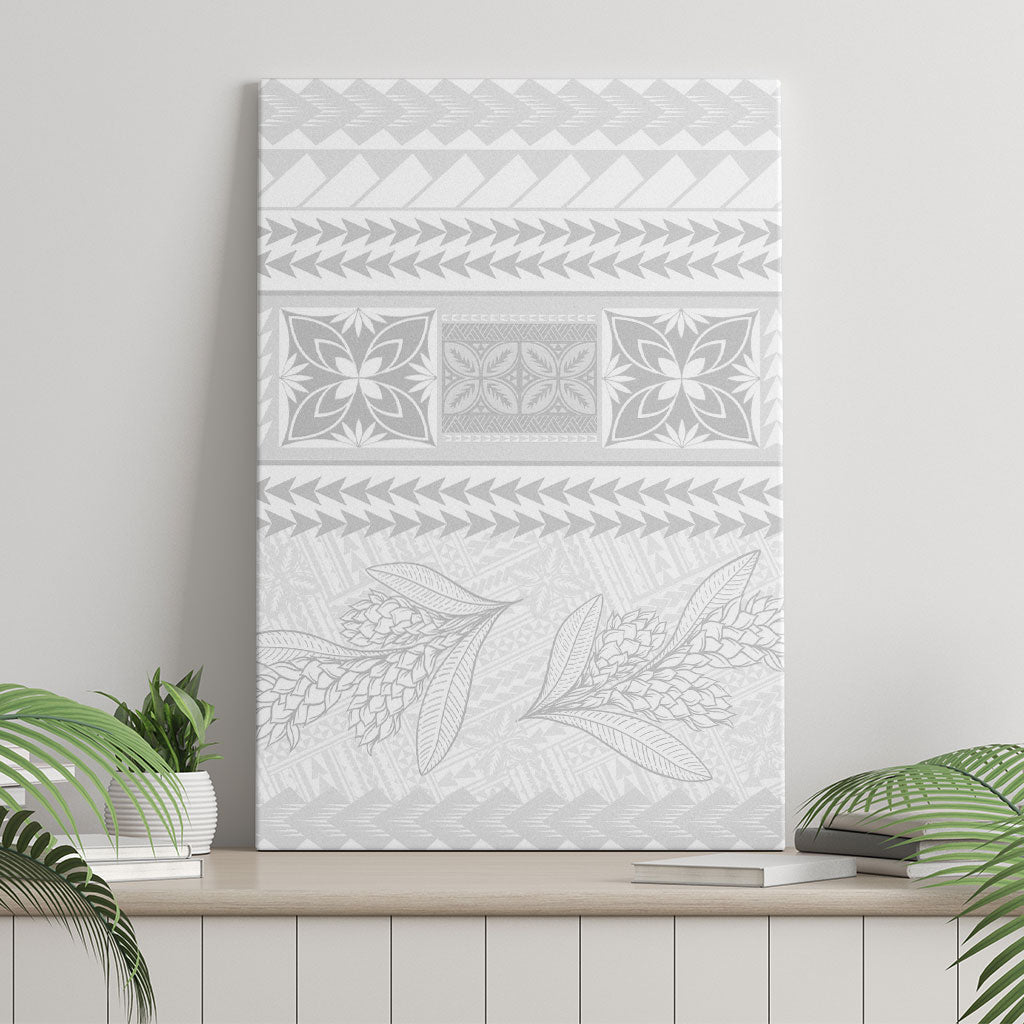 Samoa White Sunday Canvas Wall Art Lotu Tamaiti Samoan Siapo Teuila Flowers LT14 - Polynesian Pride