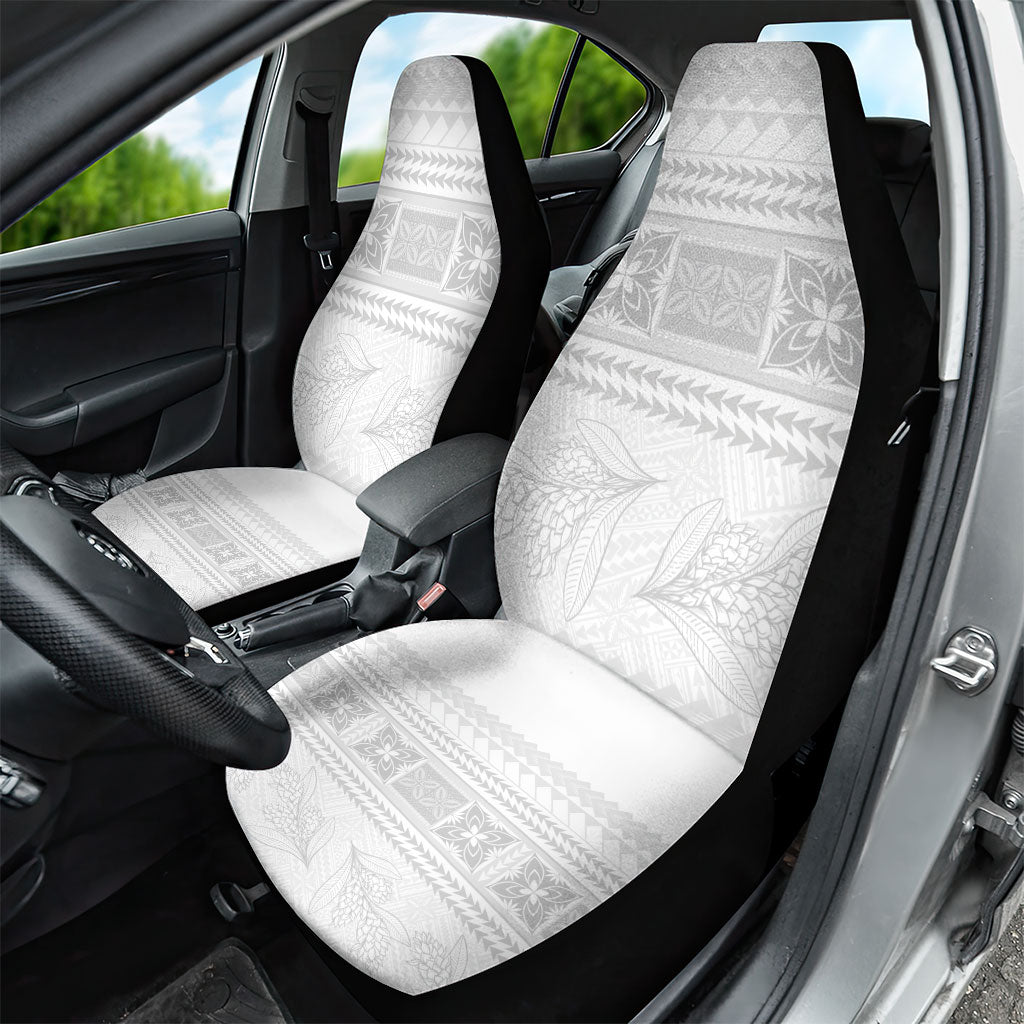 Samoa White Sunday Car Seat Cover Lotu Tamaiti Samoan Siapo Teuila Flowers LT14 - Polynesian Pride