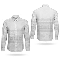 Samoa White Sunday Couples Matching Off Shoulder Short Dress and Long Sleeve Button Shirt Lotu Tamaiti Samoan Siapo Teuila Flowers LT14 - Polynesian Pride
