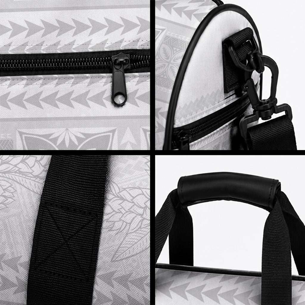 Samoa White Sunday Duffle Bag Lotu Tamaiti Samoan Siapo Teuila Flowers