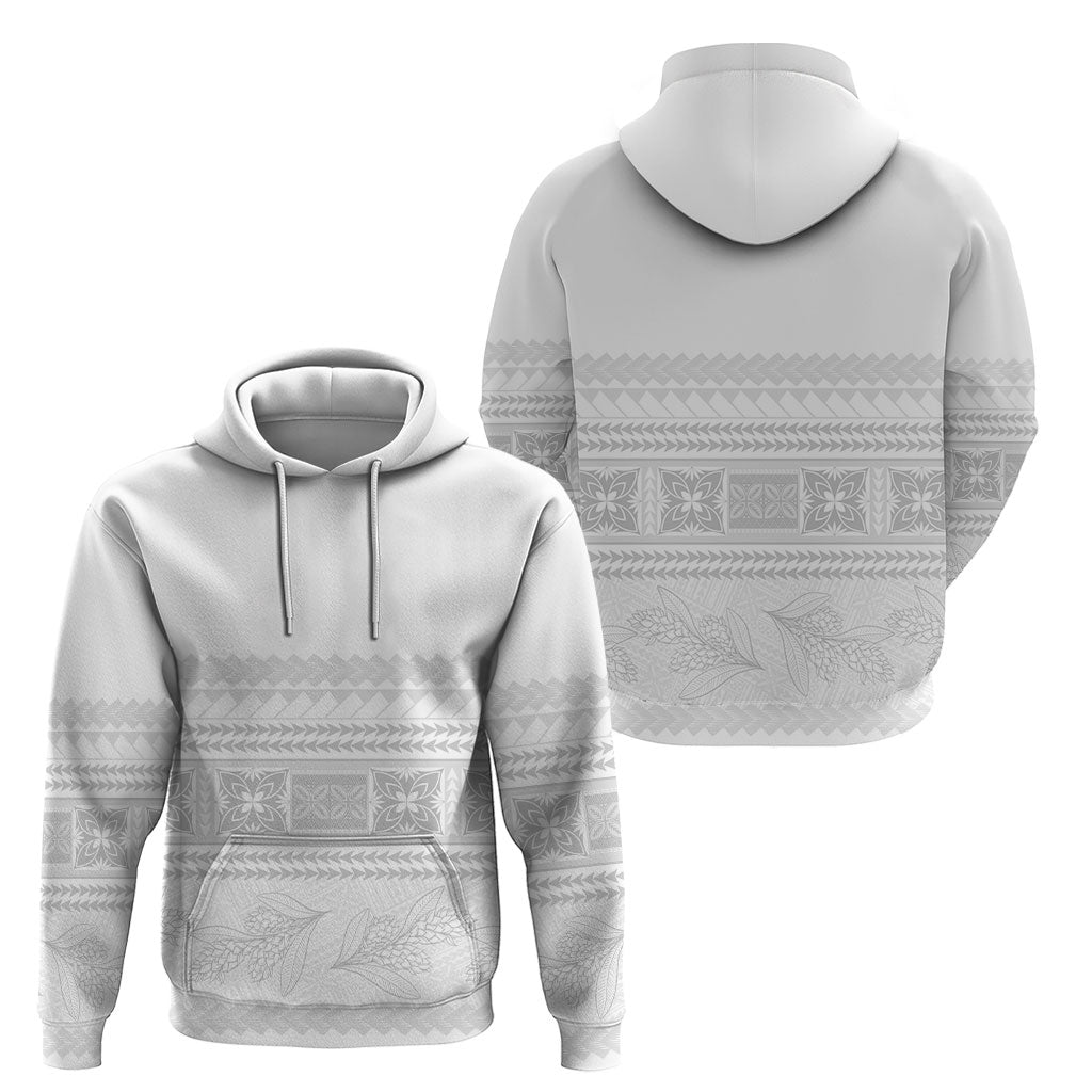 Samoa White Sunday Hoodie Lotu Tamaiti Samoan Siapo Teuila Flowers LT14 - Polynesian Pride