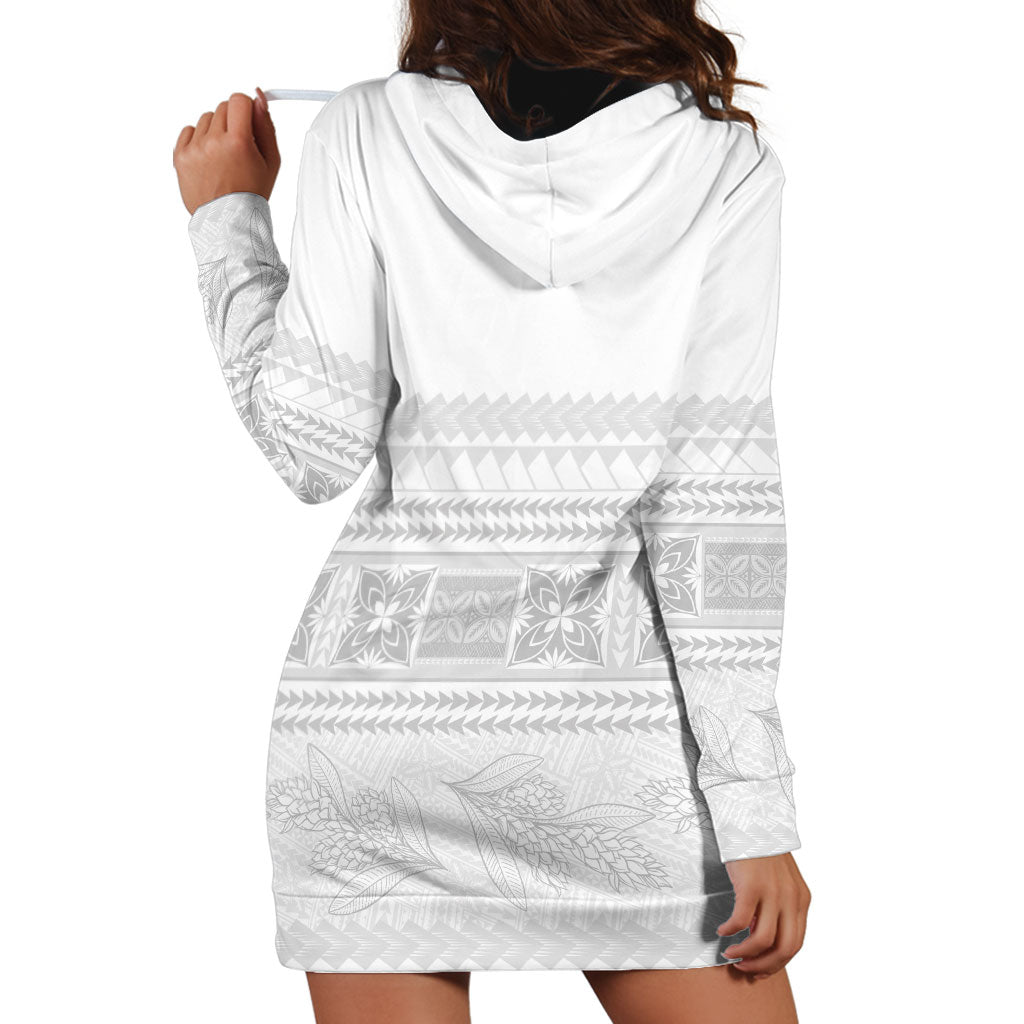 Samoa White Sunday Hoodie Dress Lotu Tamaiti Samoan Siapo Teuila Flowers LT14 - Polynesian Pride
