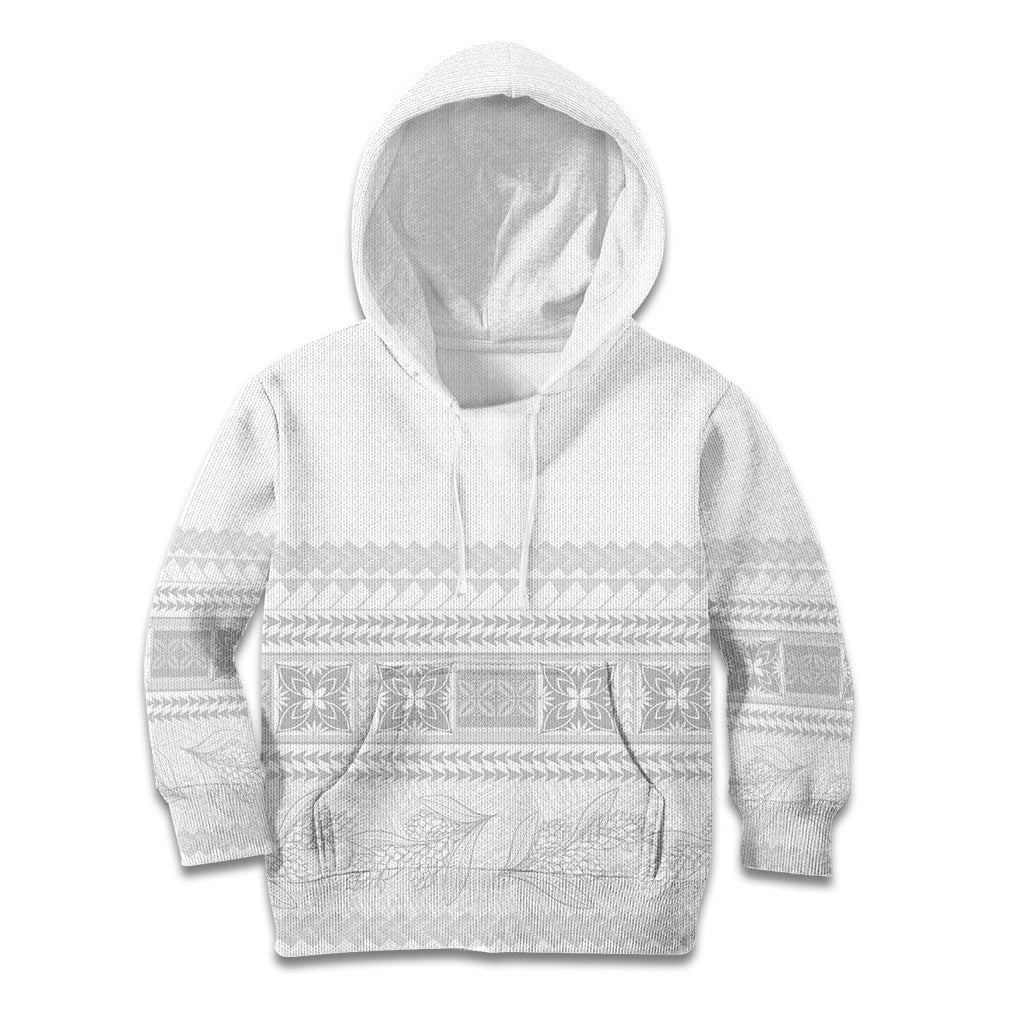 Samoa White Sunday Kid Hoodie Lotu Tamaiti Samoan Siapo Teuila Flowers LT14 Hoodie White - Polynesian Pride