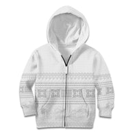 Samoa White Sunday Kid Hoodie Lotu Tamaiti Samoan Siapo Teuila Flowers LT14 Zip Hoodie White - Polynesian Pride