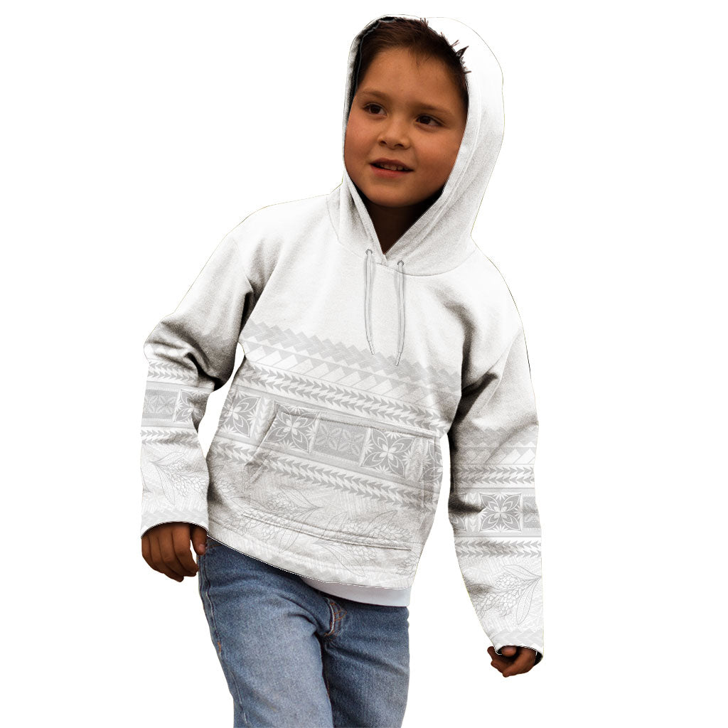 Samoa White Sunday Kid Hoodie Lotu Tamaiti Samoan Siapo Teuila Flowers LT14 - Polynesian Pride