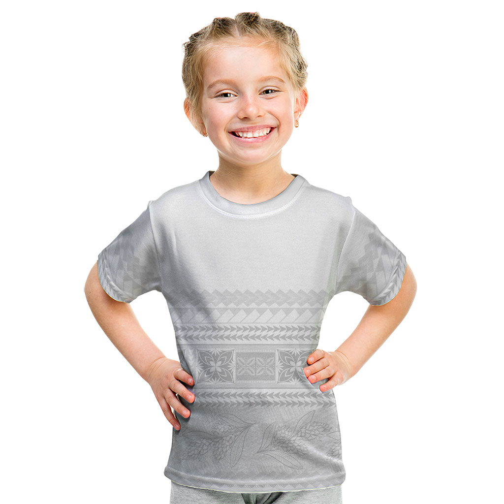 Samoa White Sunday Kid T Shirt Lotu Tamaiti Samoan Siapo Teuila Flowers LT14 White - Polynesian Pride
