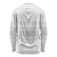 Samoa White Sunday Long Sleeve Shirt Lotu Tamaiti Samoan Siapo Teuila Flowers LT14 - Polynesian Pride
