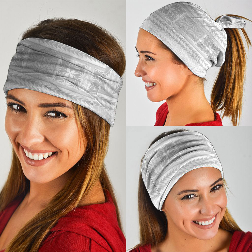 Samoa White Sunday Neck Gaiter Lotu Tamaiti Samoan Siapo Teuila Flowers LT14 - Polynesian Pride