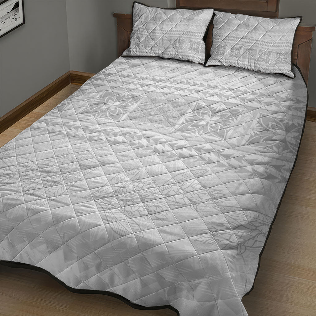 Samoa White Sunday Quilt Bed Set Lotu Tamaiti Samoan Siapo Teuila Flowers LT14 - Polynesian Pride