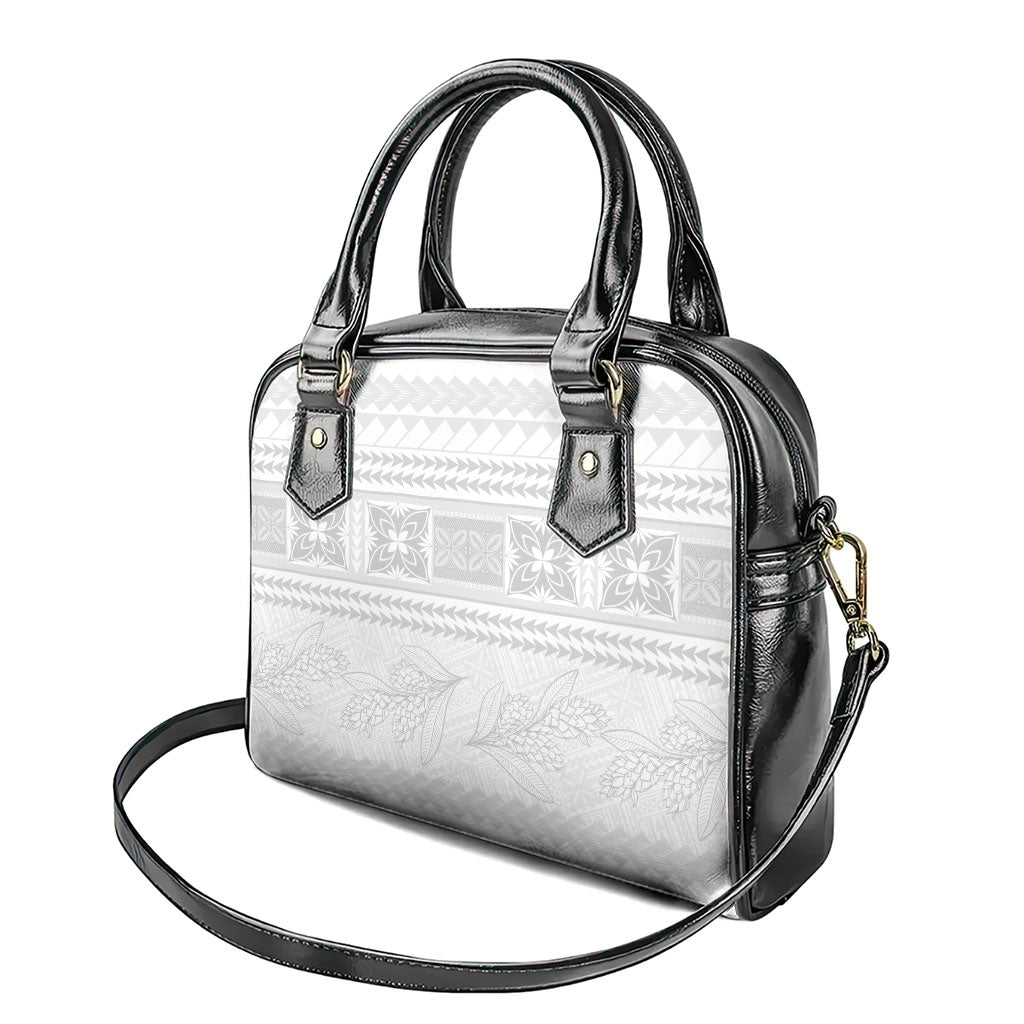 Samoa White Sunday Shoulder Handbag Lotu Tamaiti Samoan Siapo Teuila Flowers LT14 - Polynesian Pride