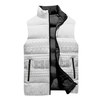 Samoa White Sunday Sleeveless Puffer Jacket Lotu Tamaiti Samoan Siapo Teuila Flowers LT14 - Polynesian Pride