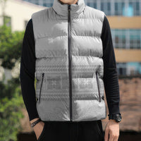 Samoa White Sunday Sleeveless Puffer Jacket Lotu Tamaiti Samoan Siapo Teuila Flowers LT14 - Polynesian Pride