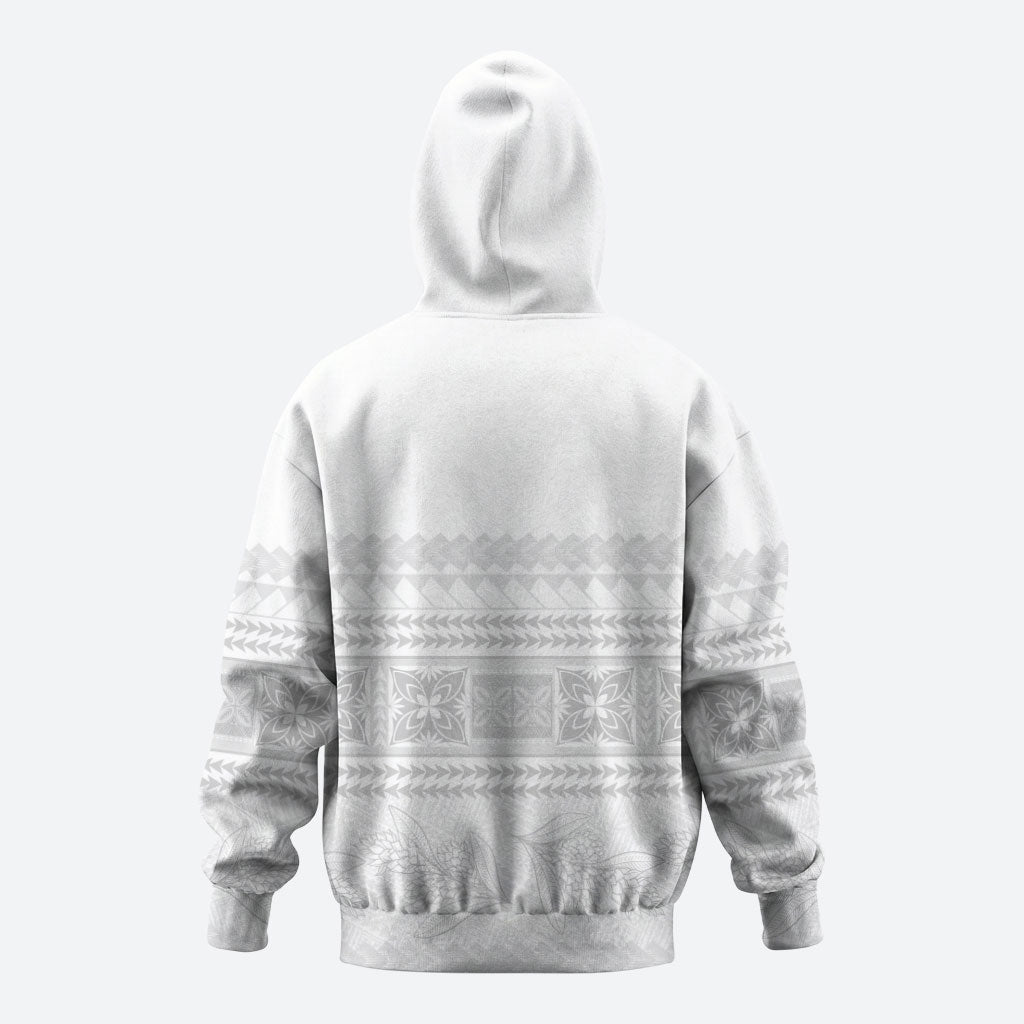 Samoa White Sunday Zip Hoodie Lotu Tamaiti Samoan Siapo Teuila Flowers LT14 - Polynesian Pride