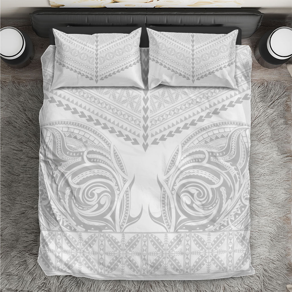 Niue White Sunday Bedding Set Aho Tapu Fanau Hiapo Pattern LT14 White - Polynesian Pride