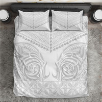 Niue White Sunday Bedding Set Aho Tapu Fanau Hiapo Pattern LT14 White - Polynesian Pride