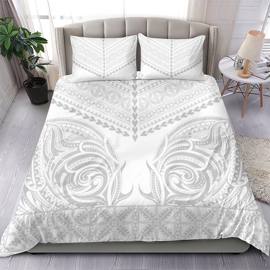 Niue White Sunday Bedding Set Aho Tapu Fanau Hiapo Pattern LT14 - Polynesian Pride