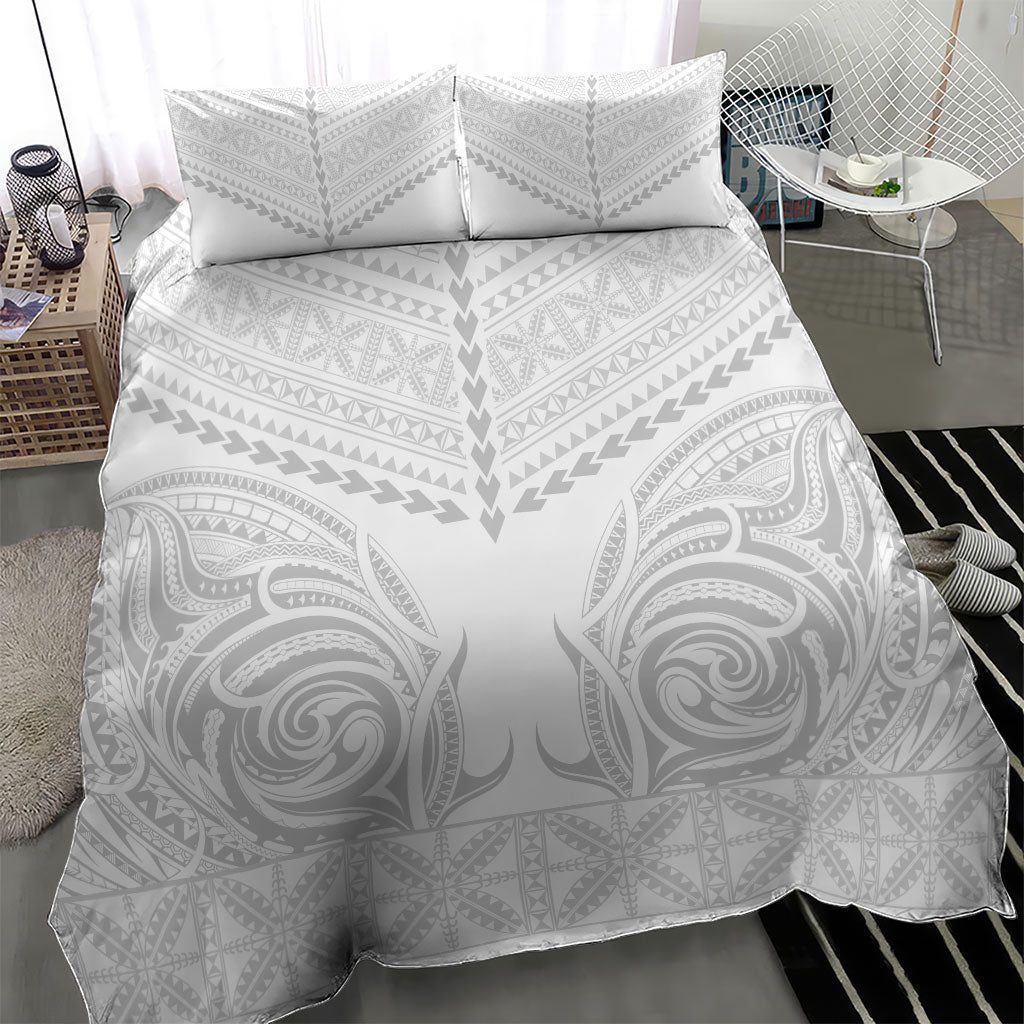 Niue White Sunday Bedding Set Aho Tapu Fanau Hiapo Pattern LT14 - Polynesian Pride