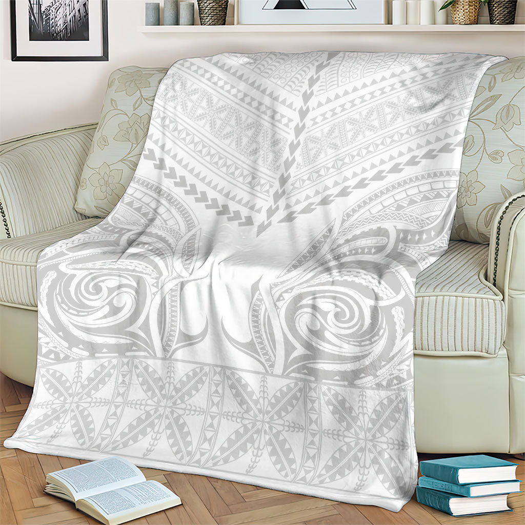 Niue White Sunday Blanket Aho Tapu Fanau Hiapo Pattern LT14 - Polynesian Pride