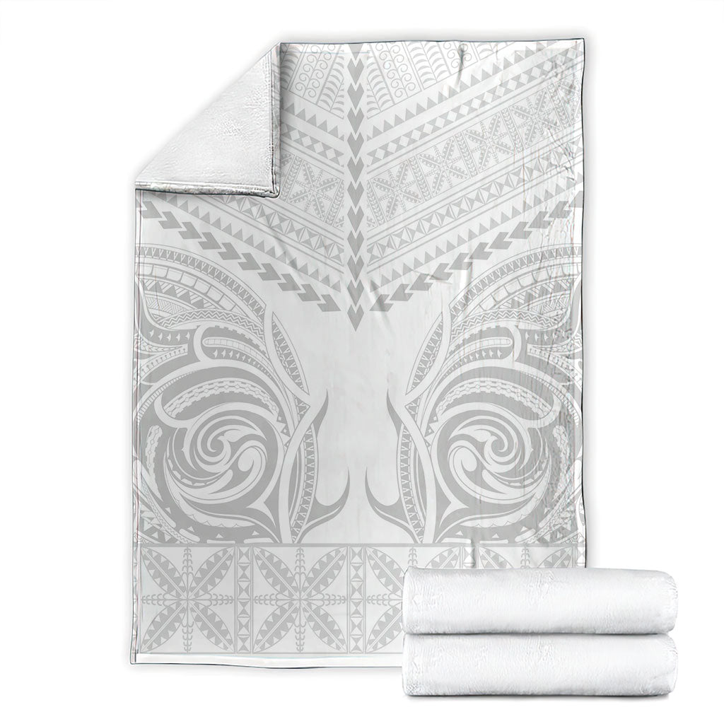 Niue White Sunday Blanket Aho Tapu Fanau Hiapo Pattern LT14 - Polynesian Pride