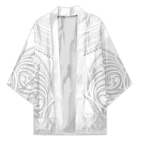 Niue White Sunday Kimono Aho Tapu Fanau Hiapo Pattern LT14 Unisex White - Polynesian Pride