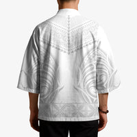 Niue White Sunday Kimono Aho Tapu Fanau Hiapo Pattern LT14 - Polynesian Pride