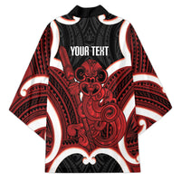Whero Aotearoa Atua Tumatauenga Personalised Kimono Maori God Of War Tiki With Taiaha LT14 - Polynesian Pride