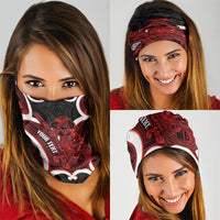Whero Aotearoa Atua Tumatauenga Personalised Neck Gaiter Maori God Of War Tiki With Taiaha LT14 - Polynesian Pride