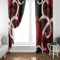 Whero Aotearoa Atua Tumatauenga Personalised Window Curtain Maori God Of War Tiki With Taiaha LT14 - Polynesian Pride
