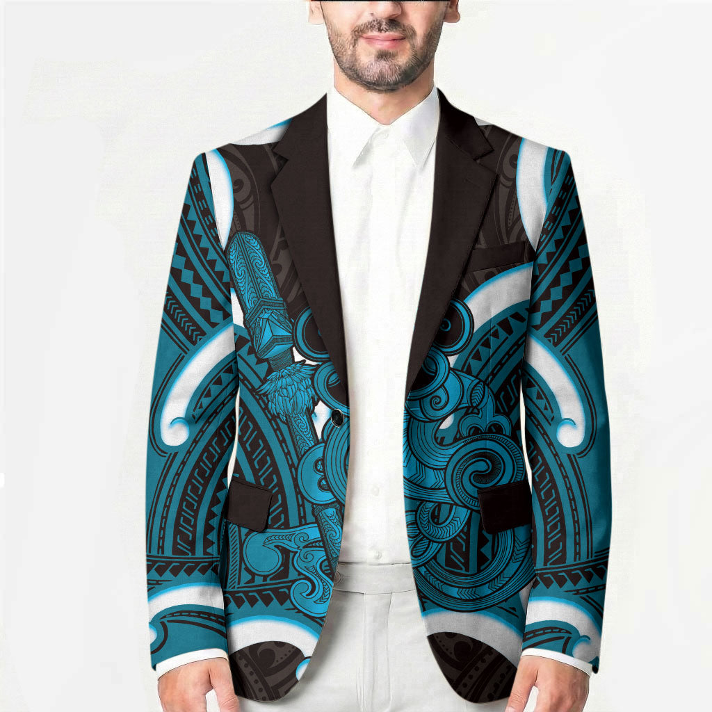 Kikorangi Aotearoa Atua Tumatauenga Personalised Blazer Maori God Of War Tiki With Taiaha LT14 - Polynesian Pride