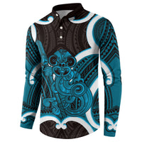 Kikorangi Aotearoa Atua Tumatauenga Personalised Button Sweatshirt Maori God Of War Tiki With Taiaha LT14 - Polynesian Pride