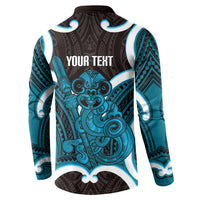 Kikorangi Aotearoa Atua Tumatauenga Personalised Button Sweatshirt Maori God Of War Tiki With Taiaha LT14 - Polynesian Pride