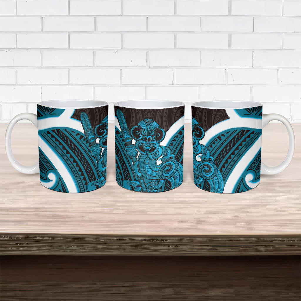 Kikorangi Aotearoa Atua Tumatauenga Ceramic Mug Maori God Of War Tiki With Taiaha LT14 - Polynesian Pride