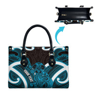 Kikorangi Aotearoa Atua Tumatauenga Personalised Leather Bag Maori God Of War Tiki With Taiaha LT14 - Polynesian Pride