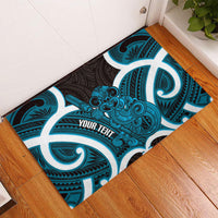 Kikorangi Aotearoa Atua Tumatauenga Personalised Rubber Doormat Maori God Of War Tiki With Taiaha LT14 - Polynesian Pride