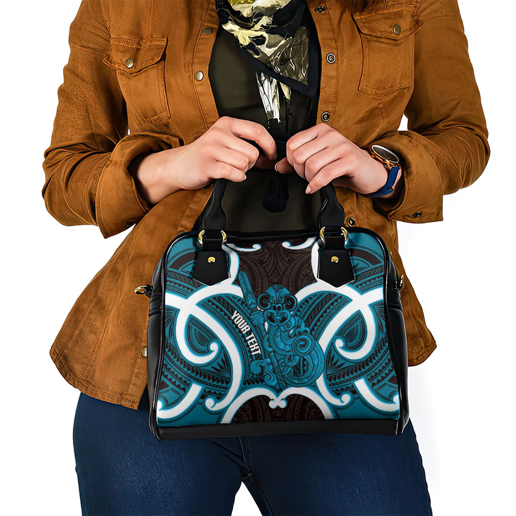 Kikorangi Aotearoa Atua Tumatauenga Personalised Shoulder Handbag Maori God Of War Tiki With Taiaha LT14 - Polynesian Pride