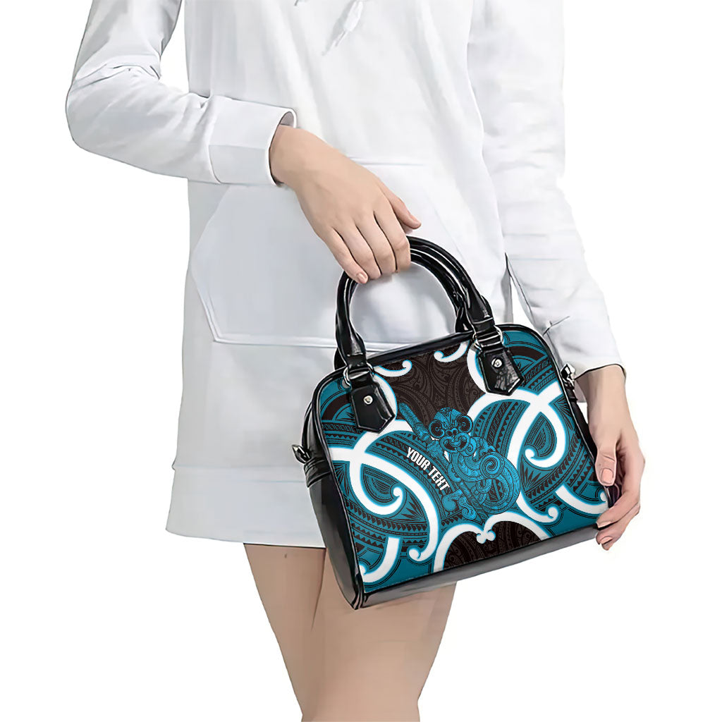 Kikorangi Aotearoa Atua Tumatauenga Personalised Shoulder Handbag Maori God Of War Tiki With Taiaha LT14 - Polynesian Pride