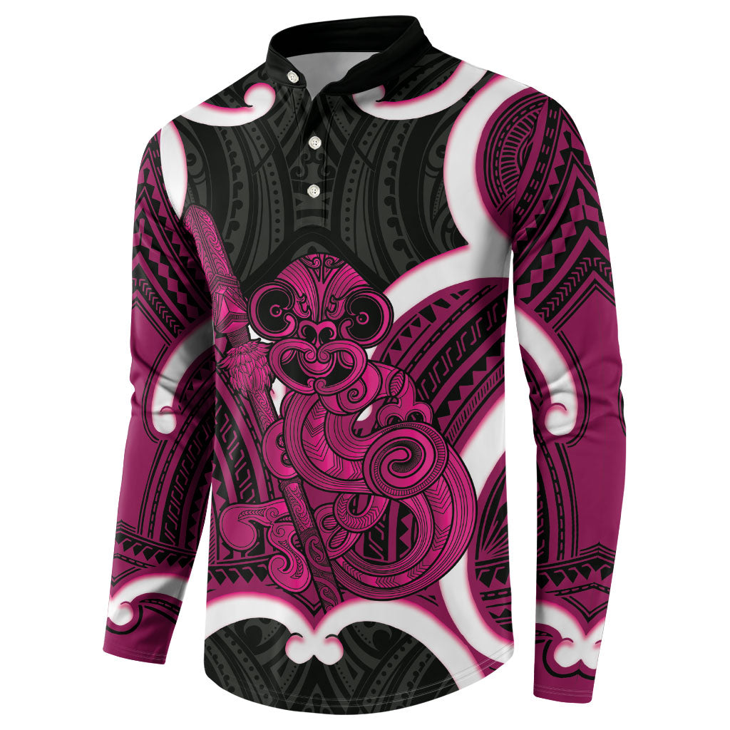 Mawhero Aotearoa Atua Tumatauenga Personalised Button Sweatshirt Maori God Of War Tiki With Taiaha LT14 - Polynesian Pride