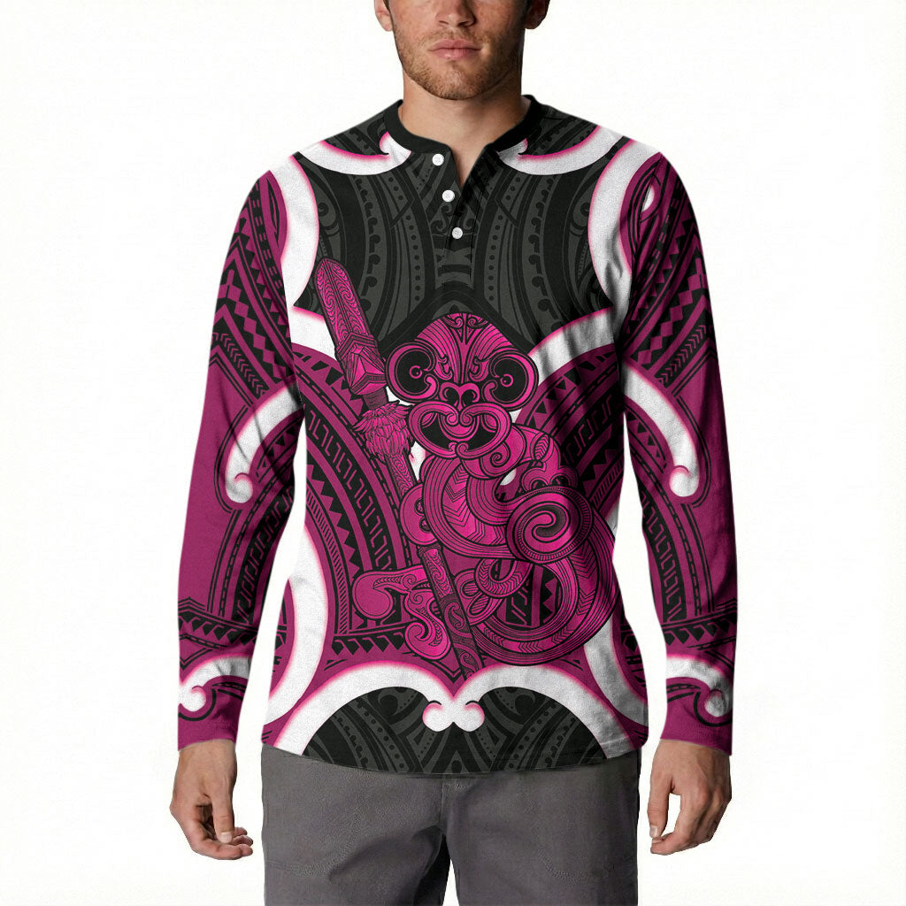 Mawhero Aotearoa Atua Tumatauenga Personalised Button Sweatshirt Maori God Of War Tiki With Taiaha LT14 - Polynesian Pride